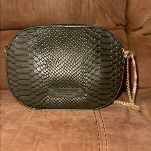 Isle Locada by Hidesign Snake Print Olive Green Crossbody Bag